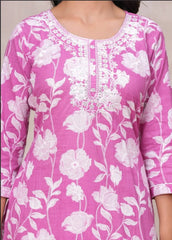 Embroidered Kurta in Pure Cotton | Discharge Print Design | Ethnic Everyday Wear