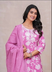 Embroidered Kurta in Pure Cotton | Discharge Print Design | Ethnic Everyday Wear