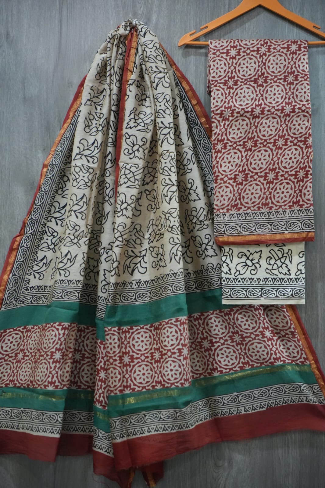 Bagru Hand Block Printed Chanderi Silk Suits