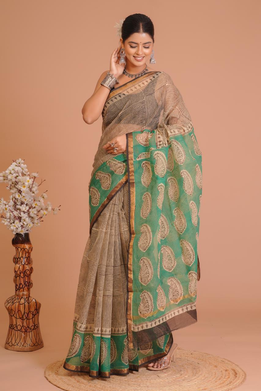 Hand Block Printed Kota Doriya Saree 19 (Copy)