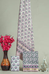 Hand block printed maheshwari silk suit with silk duppata ms13