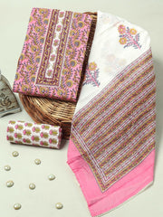 Handblock Printed Gotta tye neck work Cotton Suit with Cotton Dupatta GCS13