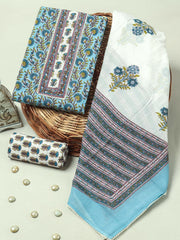 Handblock Print Gotta tye neck work Cotton Suit with Cotton Dupatta GCS08