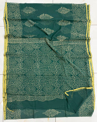 Pure Hand Block Printed Double Diamond Chiffon Saree DCS06