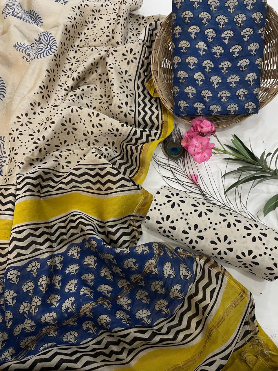 Exclusive Pure Chanderi Silk Suits with Dupatta & Cotton Bottom