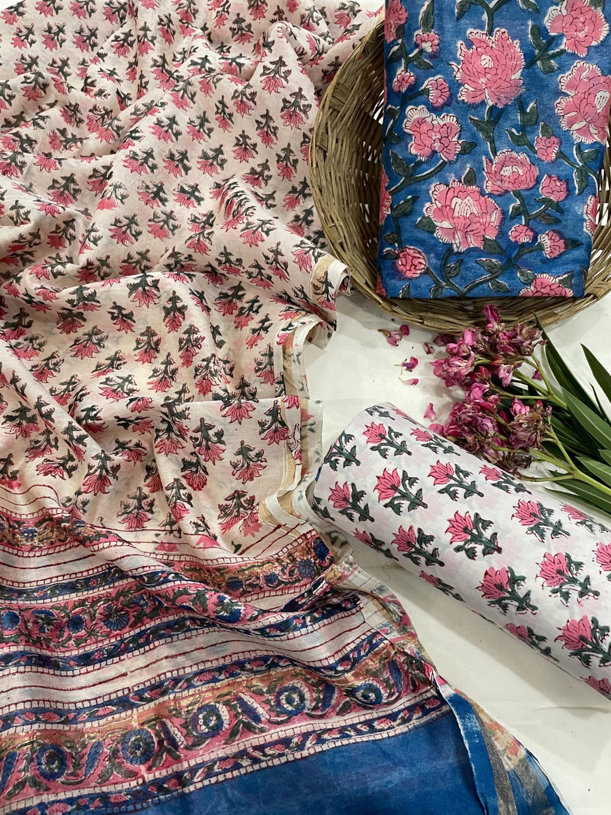 Exclusive Pure Chanderi Silk Suits with Dupatta & Cotton Bottom