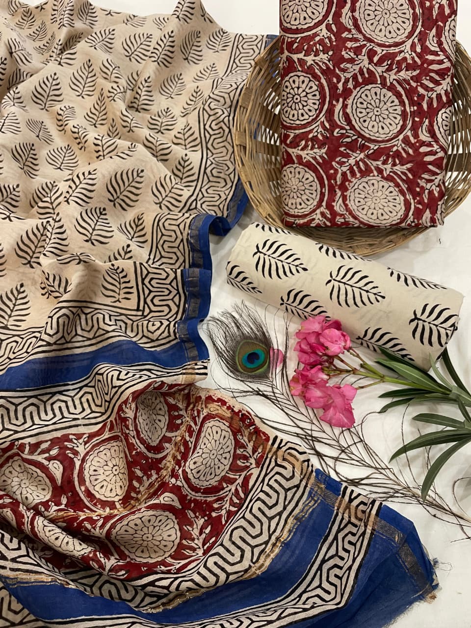 Exclusive Pure Chanderi Silk Suits with Dupatta & Cotton Bottom