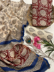 Exclusive Pure Chanderi Silk Suits with Dupatta & Cotton Bottom
