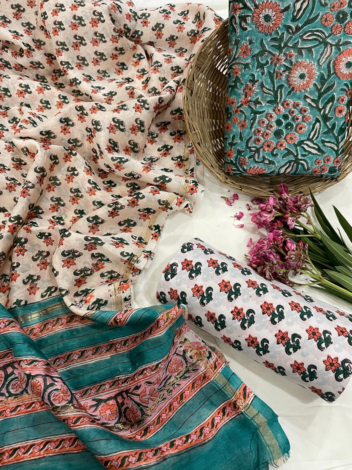 Exclusive Pure Chanderi Silk Suits with Dupatta & Cotton Bottom