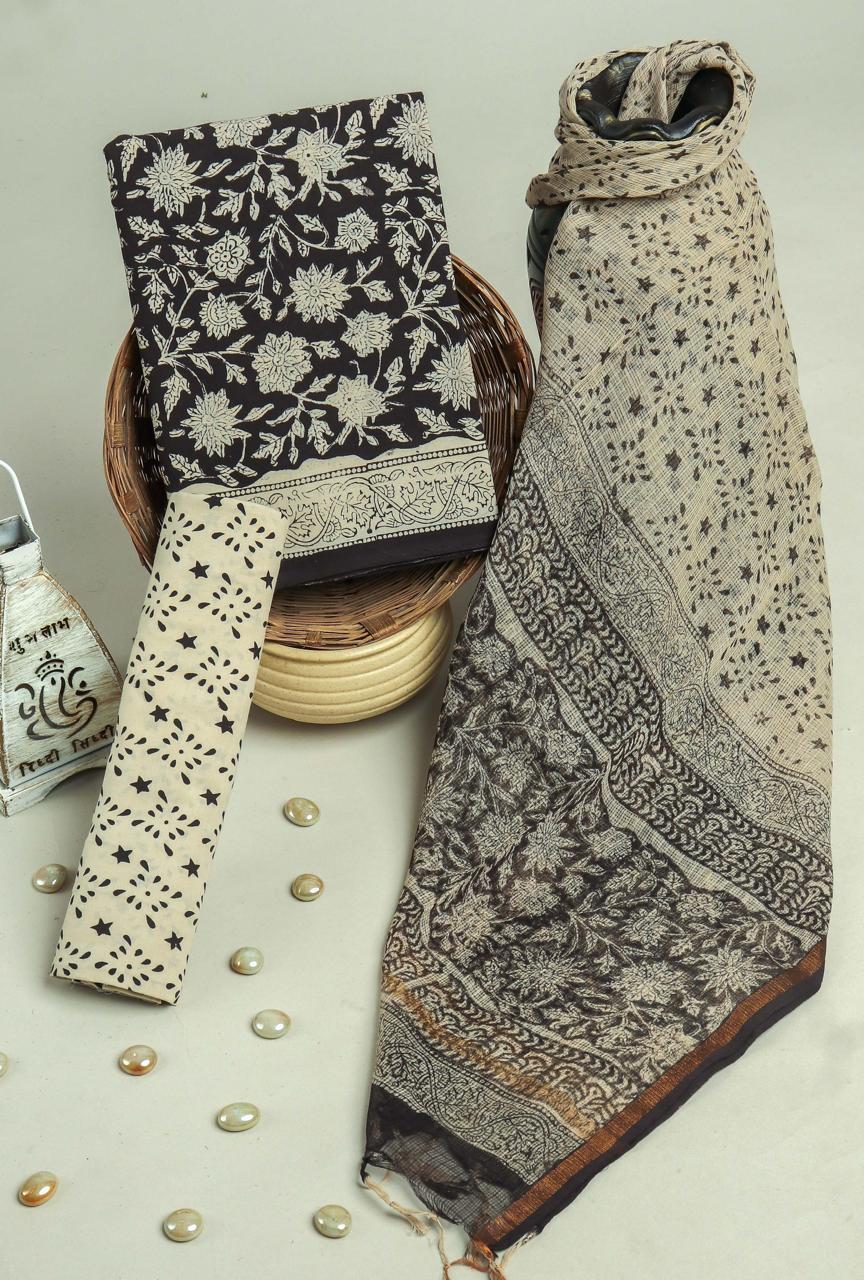 Classic Ethnic Cotton Dress Material Set