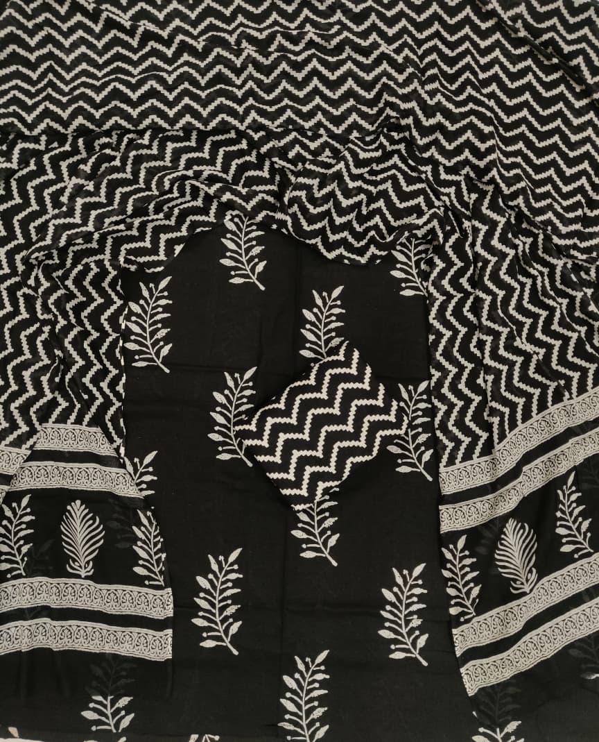 Exclusive Hand Block Printed Cotton Dress Material with Cotton Dupatta