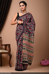 Cotton Mulmul Printed Saree with Attached Printed Blouse