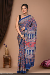 Cotton Mulmul Printed Saree with Attached Printed Blouse