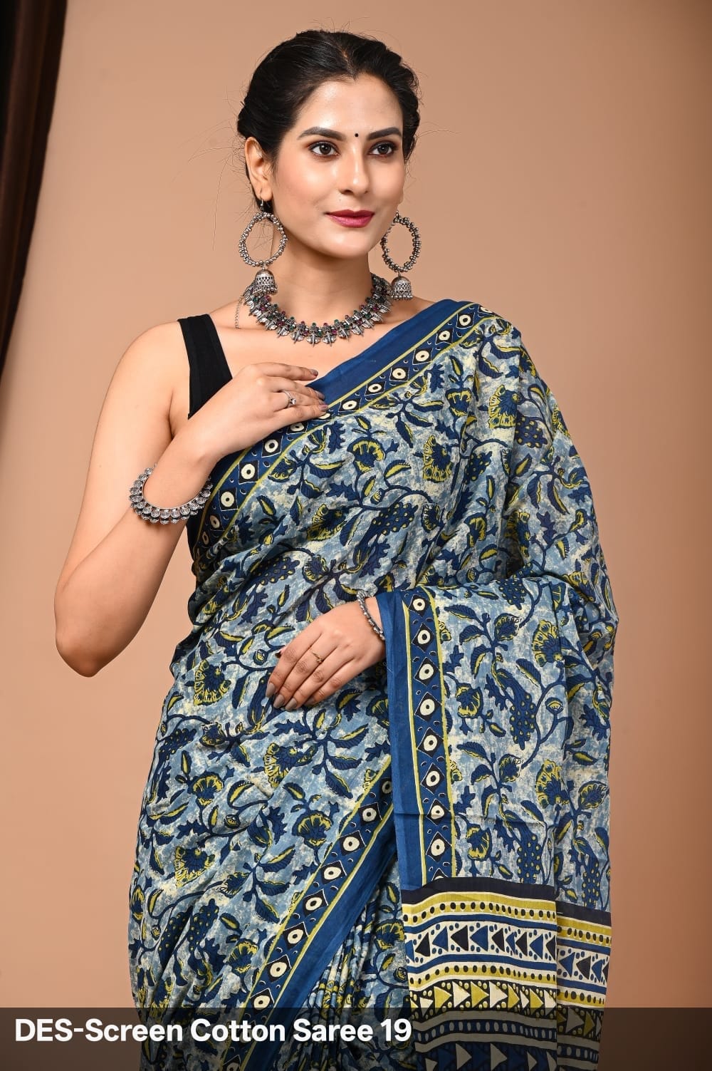 Cotton Mulmul Printed Saree with Attached Printed Blouse