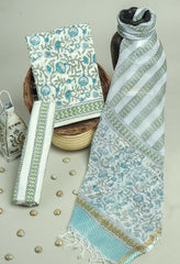 Floral Printed Cotton Suit Set with Dupatta