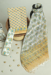 Golden Bloom Cotton Suit with Kota Dupatta