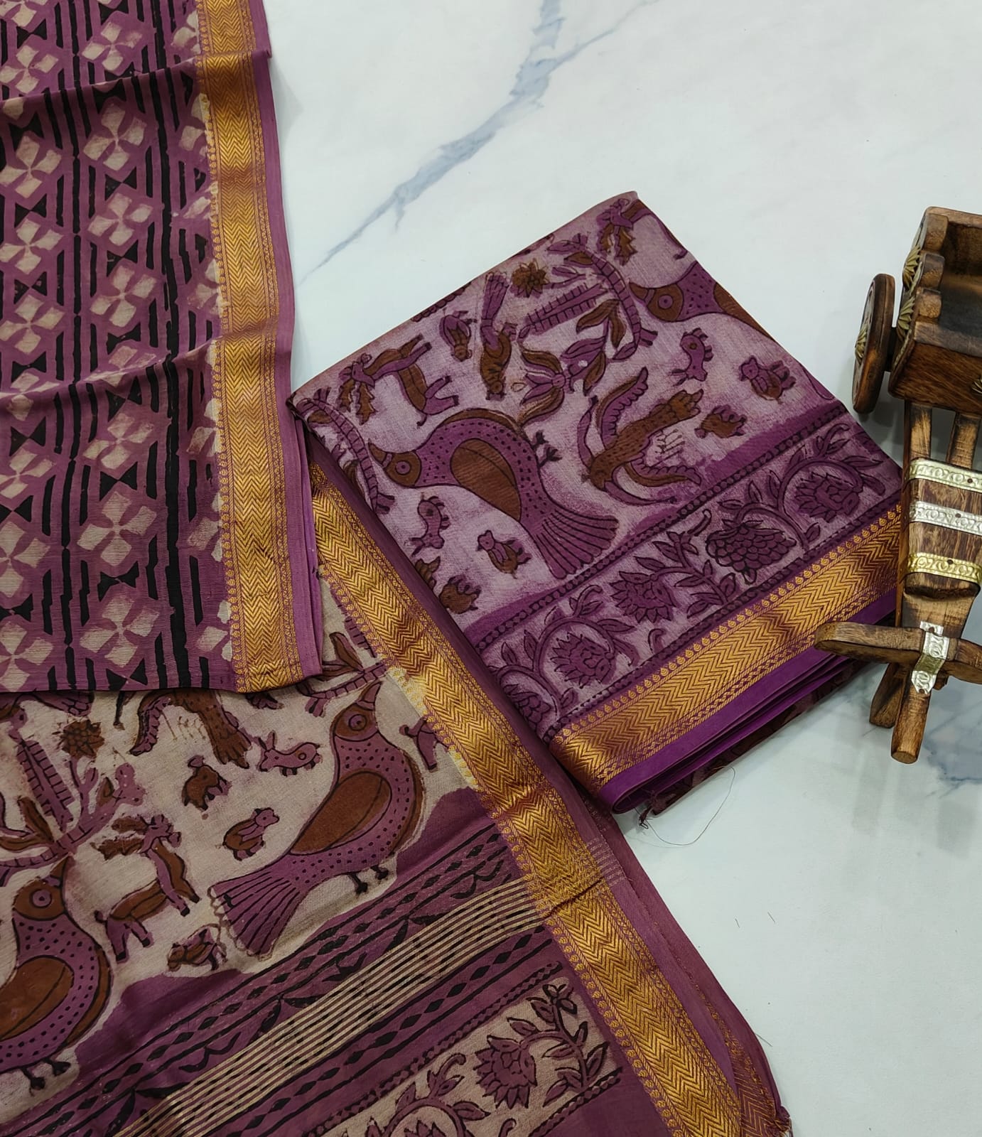 Exclusive Maheshwari Silk Suit | Hand-Stitched Shibori & Ajrak Dabu Print