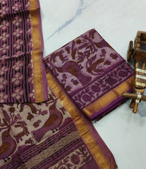 Exclusive Maheshwari Silk Suit | Hand-Stitched Shibori & Ajrak Dabu Print
