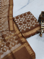 Exclusive Maheshwari Silk Suit | Hand-Stitched Shibori & Ajrak Dabu Print