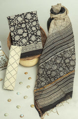 Classic Monochrome Ethnic Dress Material Set
