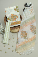 Peach Blossom Cotton Suit with Kota Dupatta