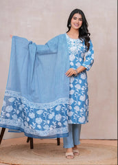 Pure Cotton Kurta with Discharge Print & Embroidery Work | Soft & Stylish Ethnic Wear