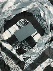 Smoky Grey Tie-Dye Handblock Printed Cottont Suit With Mulmul Dupatta