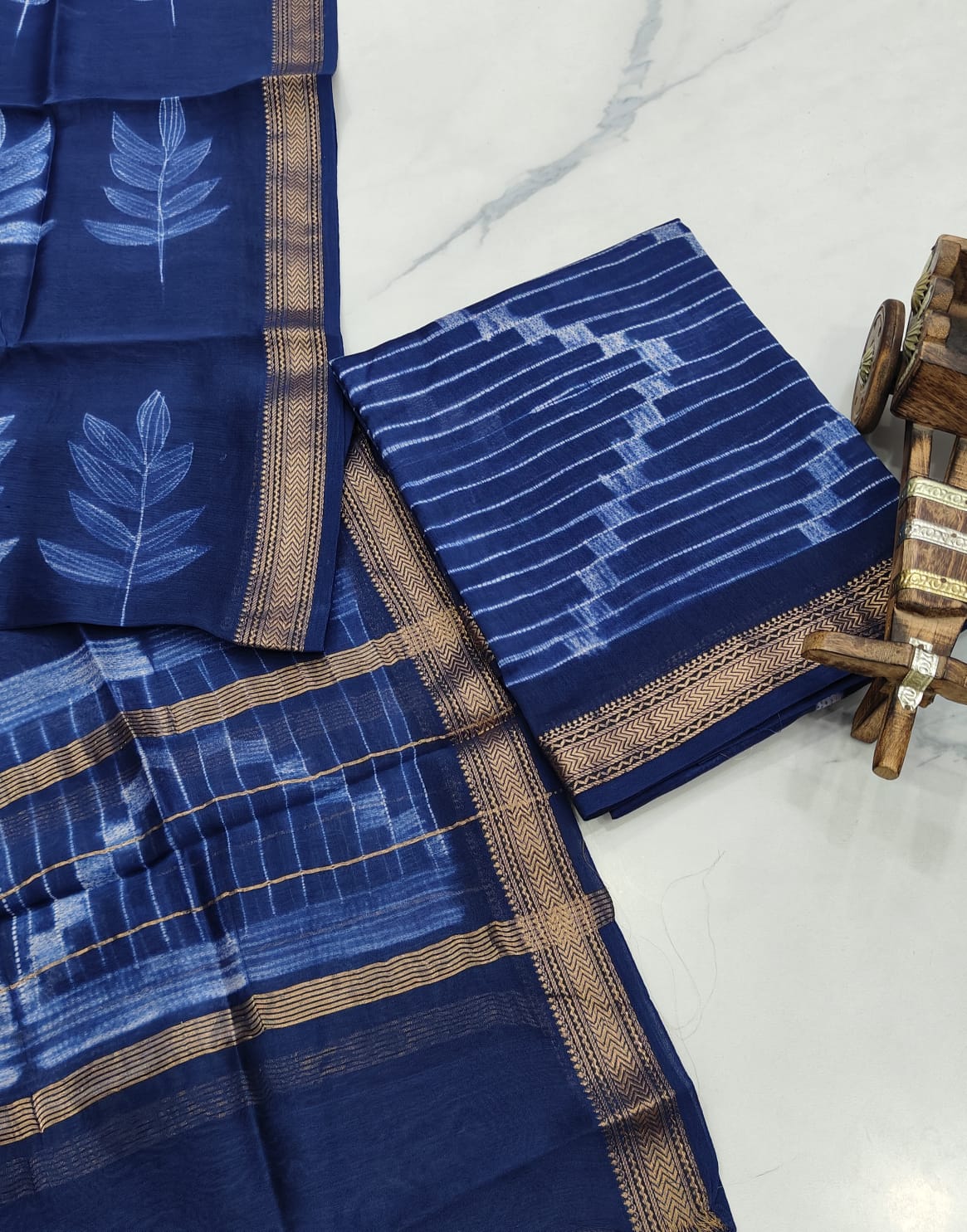 Exclusive Maheshwari Silk Suit | Hand-Stitched Shibori & Ajrak Dabu Print