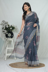 Hand Block Printed Kota Doriya Saree 21