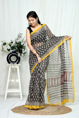 Hand Block Printed Kota Doriya Saree 25