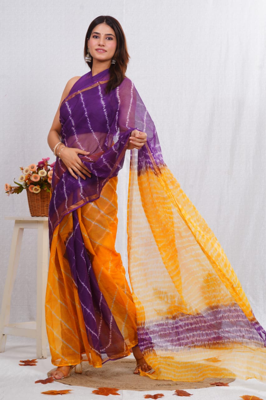 Hand Block Printed Kota Doriya Saree 33