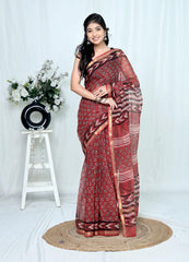 Hand Block Printed Kota Doriya Saree 34