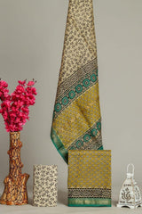 Hand block printed maheshwari silk suit with silk duppata ms18