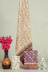 Hand block printed maheshwari silk suit with silk duppata ms06
