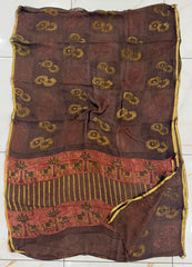 Pure Hand Block Printed Double Diamond Chiffon Saree DCS15