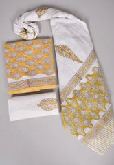 Bagru Grace – Handblock Cotton Suit Set with Malmal Dupatta