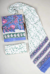 Bagru Grace – Handblock Cotton Suit Set with Malmal Dupatta