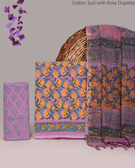 Floral Charm Cotton Suit with Kota Doriya Dupatta