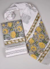 Bagru Grace – Handblock Cotton Suit Set with Malmal Dupatta