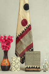Hand block printed maheshwari silk suit with silk duppata ms20