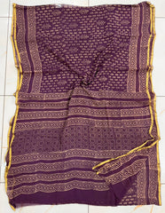 Pure Hand Block Printed Double Diamond Chiffon Saree DCS09