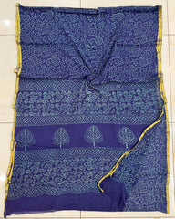 Pure Hand Block Printed Double Diamond Chiffon Saree DCS10