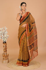 Hand Block Printed Kota Doriya Saree 13