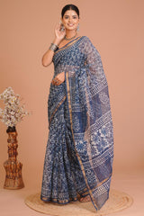 Hand Block Printed Kota Doriya Saree 01