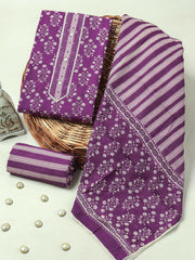 Handblock Print Gotta tye neck work Cotton Suit with Cotton Dupatta