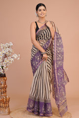 Hand Block Printed Kota Doriya Saree 19
