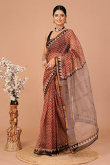 Hand Block Printed Kota Doriya Saree 20