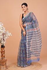 Hand Block Printed Kota Doriya Saree 06
