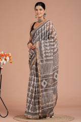 Hand Block Printed Kota Doriya Saree 03