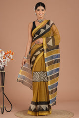 Hand Block Printed Kota Doriya Saree 09